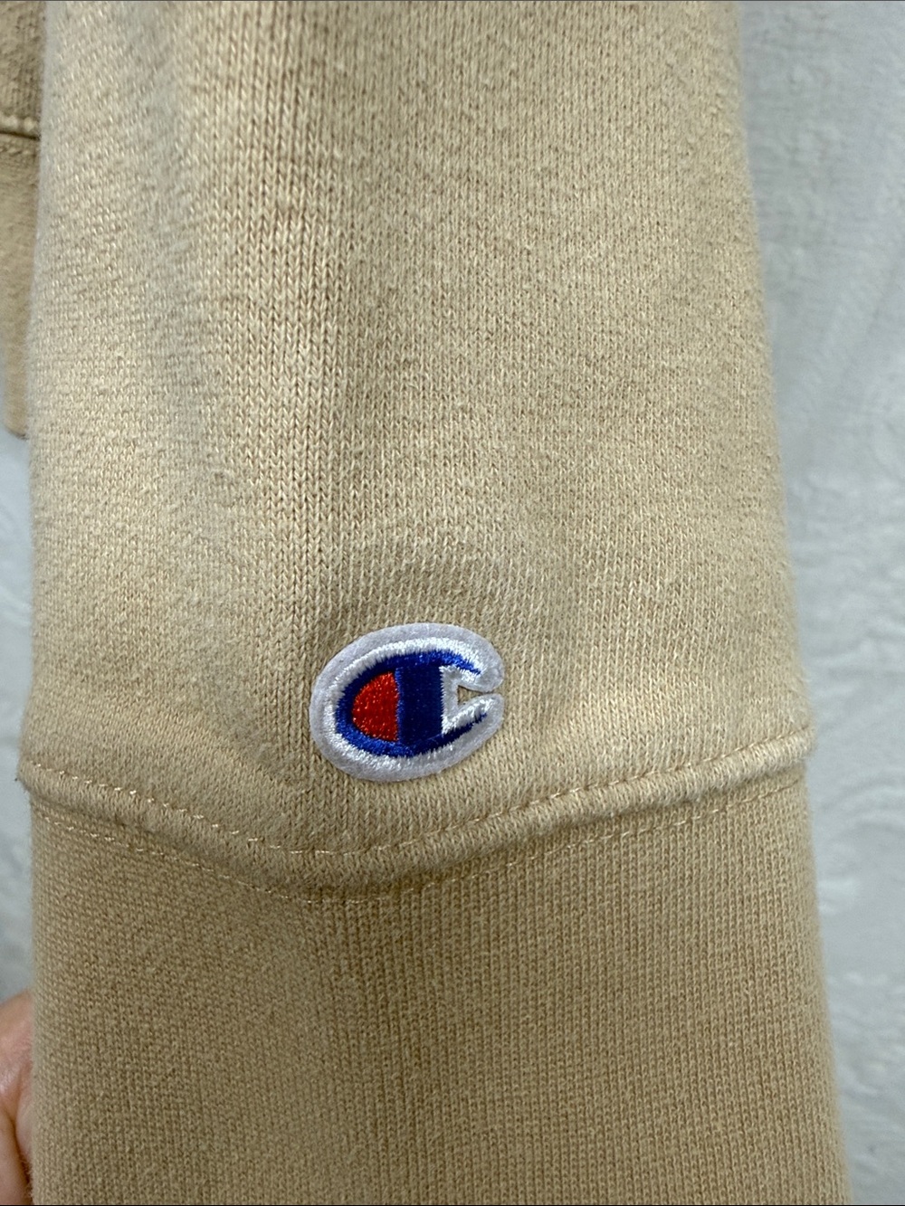 Champion Beige Pullover Hoodie with Embroidered Logo - Picture 3 of 4